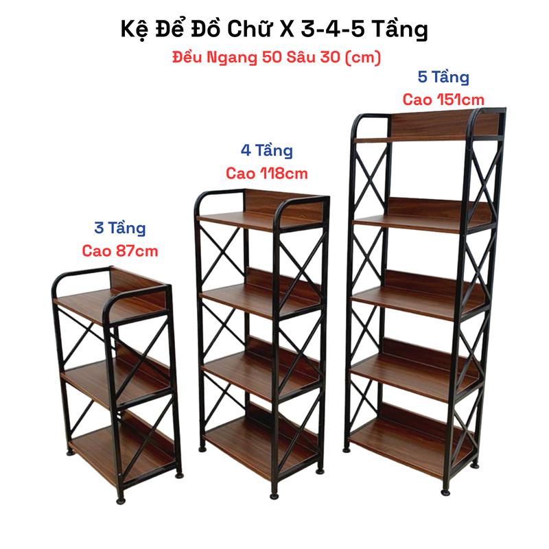  Kệ để đồ đa năng hình chữ X khung sắt sơn tĩnh điện cao cấp ván gỗ MDF dày 12ly cực chắc chăn thẩm mĩ tiện dụng lắp ráp dễ dàng Kitchen Nhà Bếp 