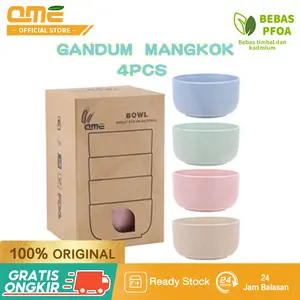 QME- Mangkok 4Pcs Wheat Straw / Mangkok Mie Kuah Warna Warni MICROWAVABLE BPA FREE Gratis Ongkir -Kitchenware MANGKUK Set