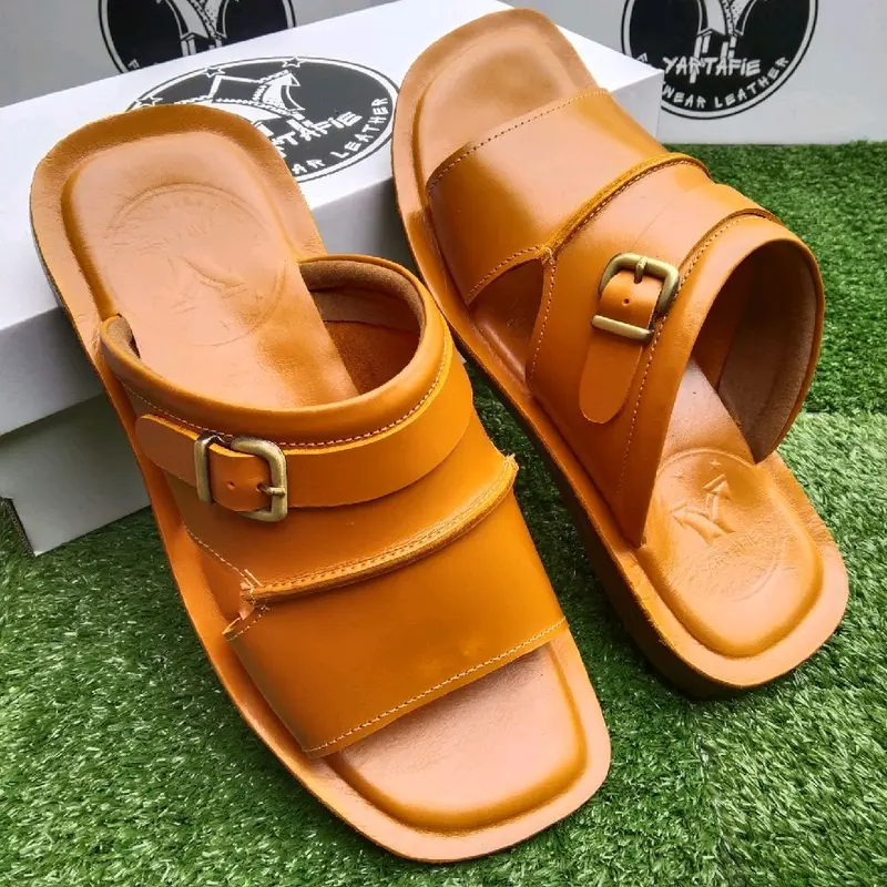 SANDAL YARTAFIE - SANDAL KULIT PRIA - KULIT SAPI ASLI 100% - YARTAFIE 007 ( PRODUKSI SENDIRI ) sandal selop kulit bp2 Sendal kasual Slop Slide Casual Slip On Fashion antislip standar cowok Gesper hitam outdoor 5