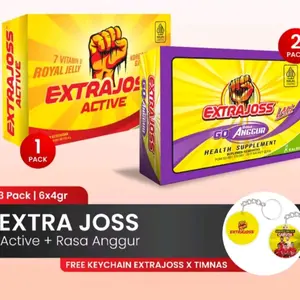Extra Joss Active 1 Pack (12 Sachet) + Extra Joss Laki Anggur 1 Pack (12 Sachet) Extra Joss Active 1 Pack (12 Sachet) Extra Joss Mangga 1 Pack (12 Sachet)