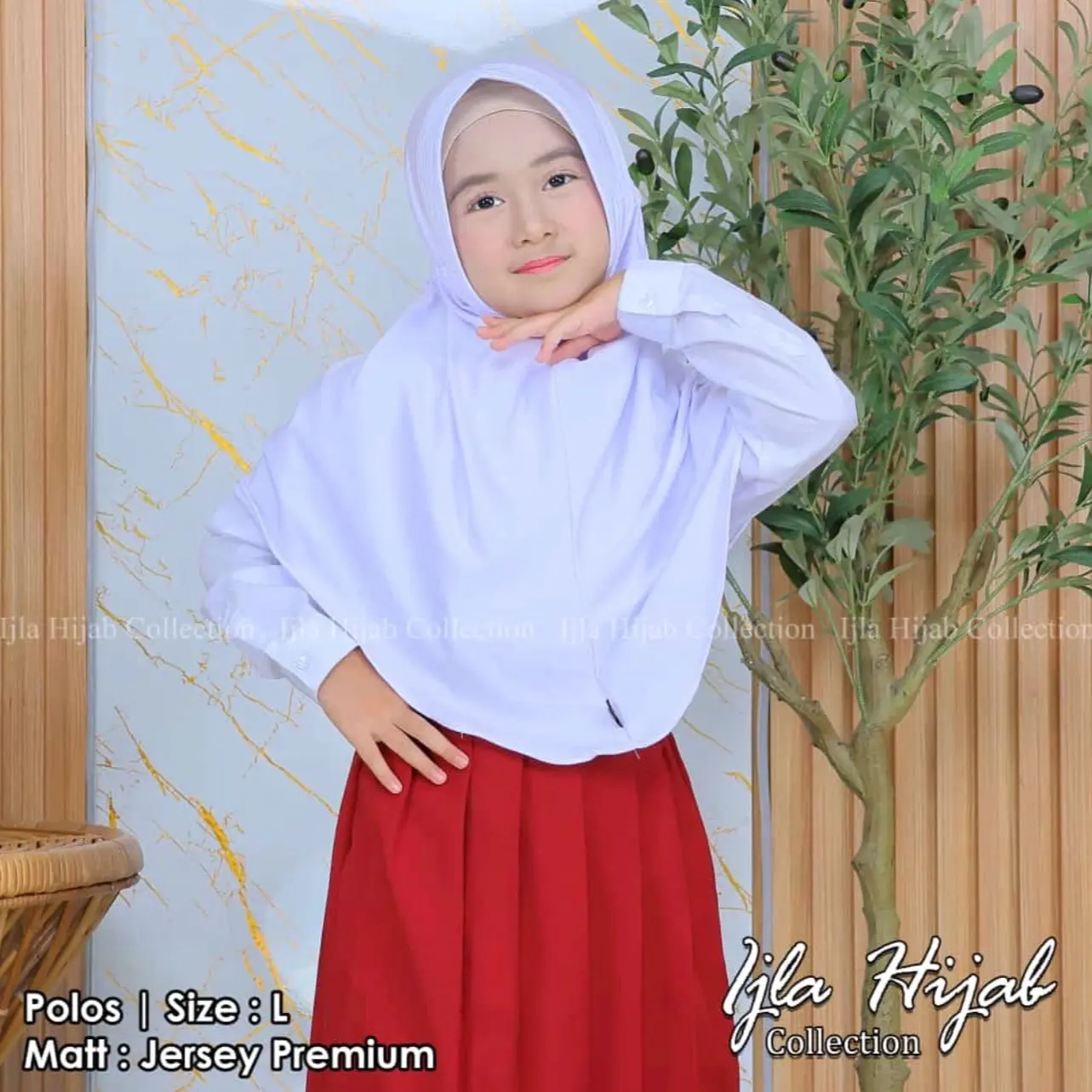 Jilbab sekolah bergo serut anak Jersey Instan
