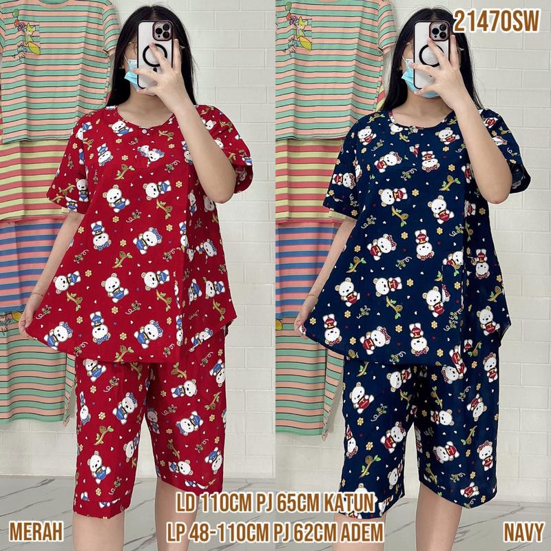Baju Tidur Merlin BD Celana 3/4 Dewasa Setelan Katun Motif karakter  - Bahan Katun Premium 2
