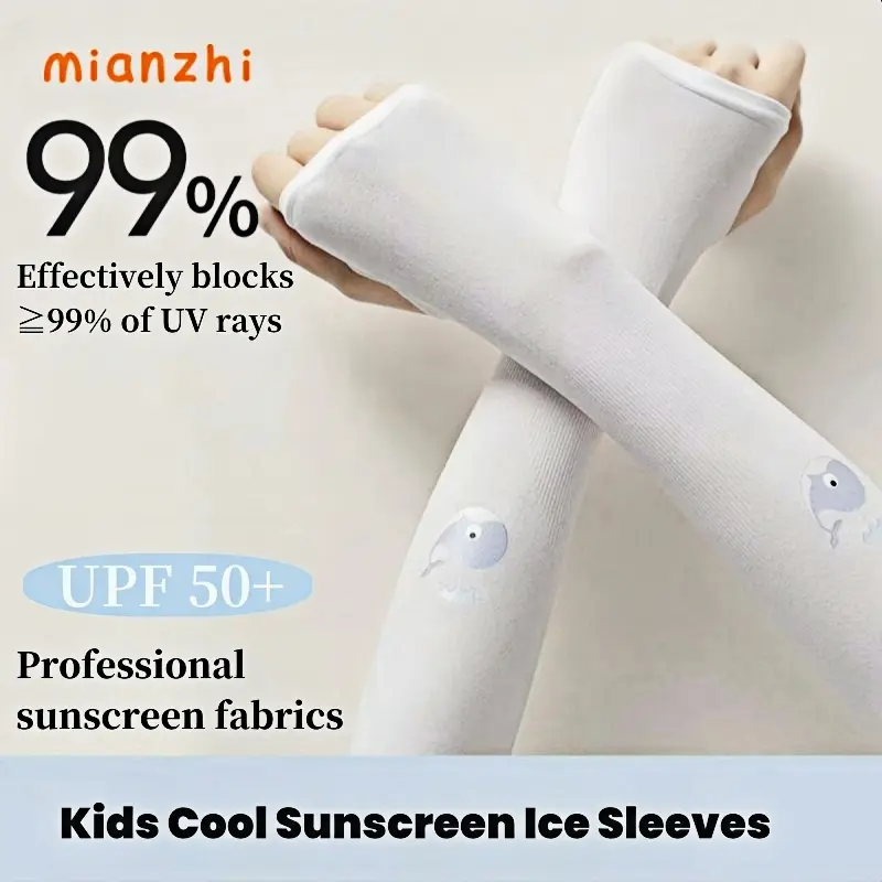 [MIANZHI]Kid Ice Silk Sun Protection Arm Sleeves For Boys And Girls Aged 1-12 Anti-Ultraviolet Arm Sleeves UPF50 + Elbow Protection Cool Outdoor Cycling