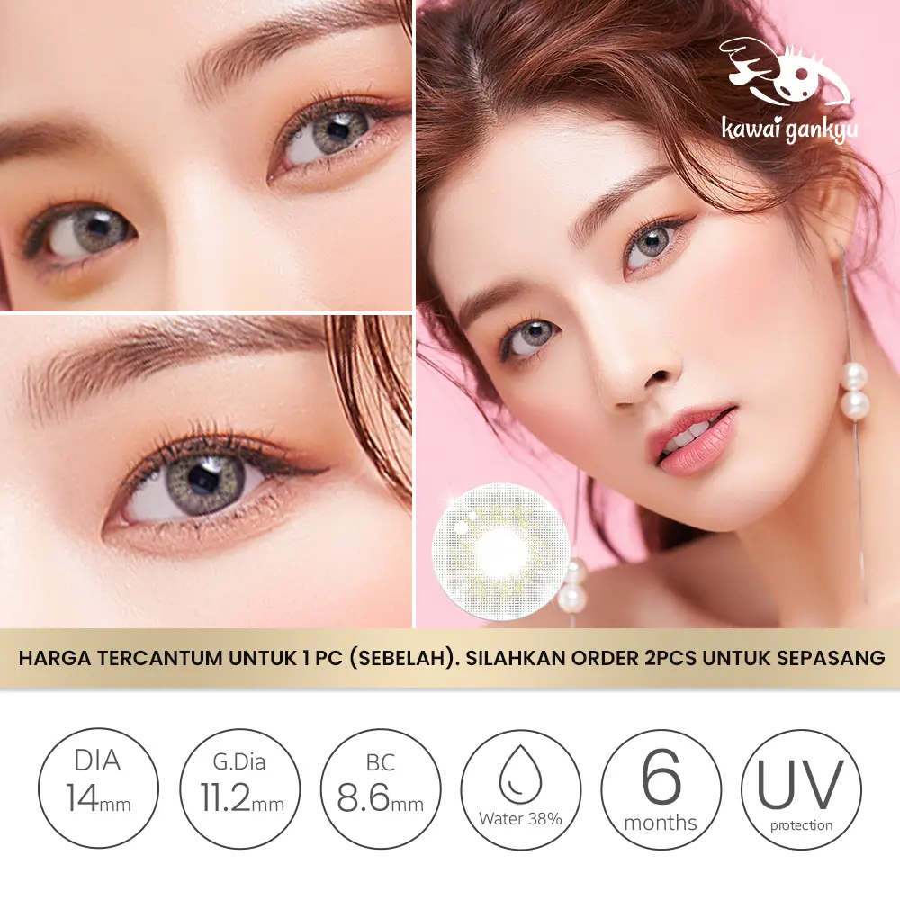 Kawai Gankyu Softlens - Voxie Lily Gray (1botol/SETENGAH PASANG) Contact Lens