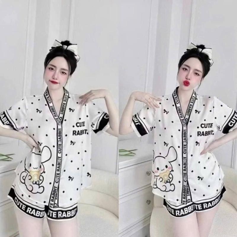 Set đồ bộ đùi pijjama chất liệu vải lụa Latinh mềm mịn mát đẹp dành cho phụ nữ 8