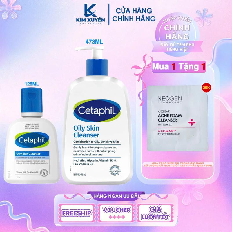 Sữa rửa mặt Cetaphil Oily Skin Cleanser 125ML 473ML - Da dầu nhạy cảm