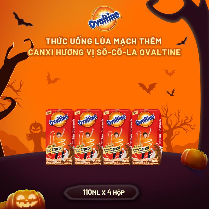 Thức uống lúa mạch thêm Canxi hương vị sô-cô-la Ovaltine (110ml x 4)