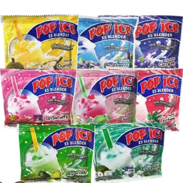Pop Ice Es Blender Rasa Durian Blueberry Grape Strawberry Guava Lychee Avocado dan Sea Salt