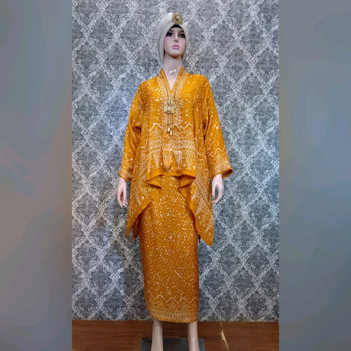 Setelan Rok Batik Semi Sutra | Setelan  Batik Viscose Silk Lengan panjang | Set Rok Baju Wanita Atasan Bawahan Karet Formal Mewah Nyaman Kondangan Motif Remaja