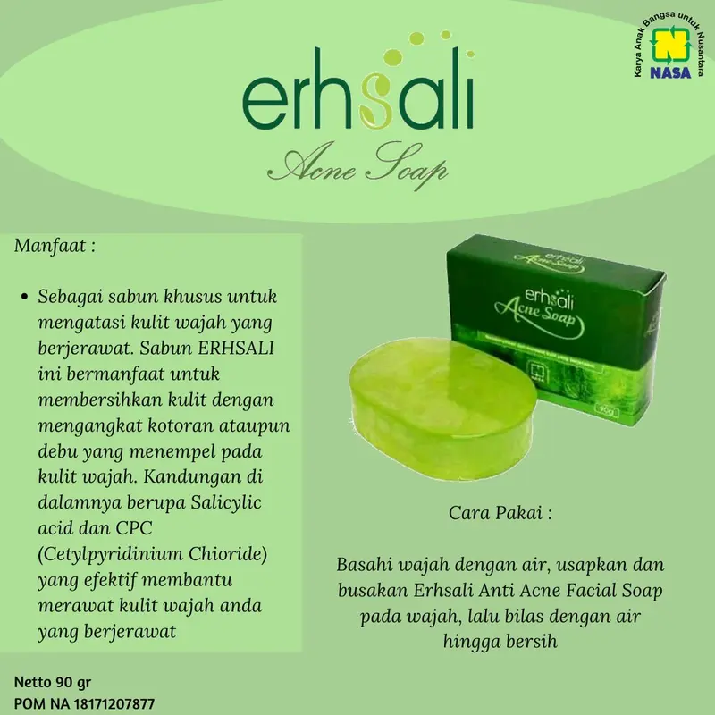 Bebas Jerawat dan Kulit Mulus Alami dengan Sabun Erhsali NASA pembersih badan sabun  mandi Menyembuhkan Soap 3