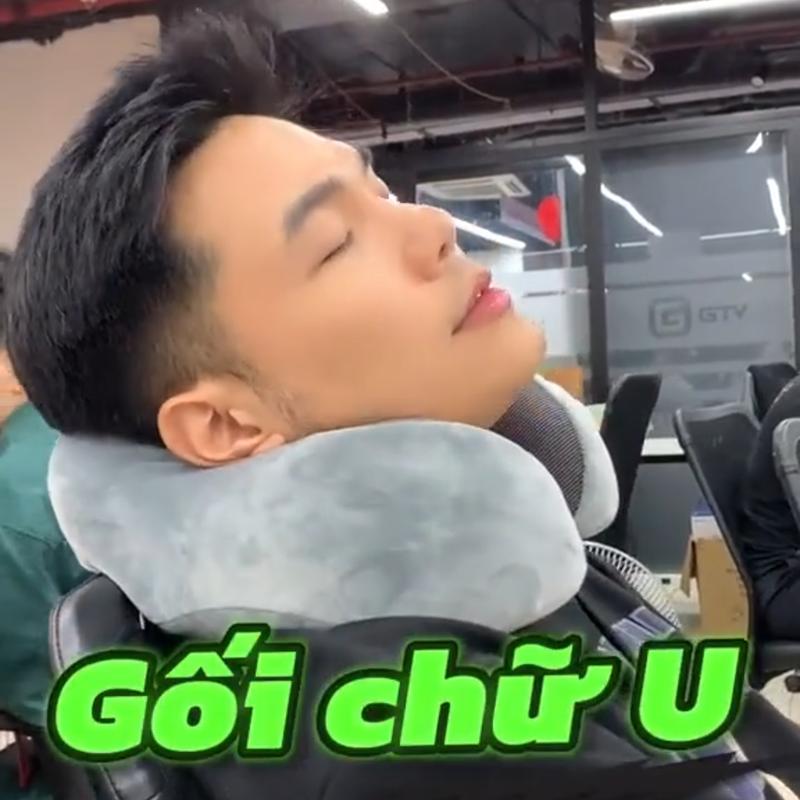 Gối kê cổ chữ U cao su non Ema - Hỗ trợ giảm đau mỏi cổ, dùng cho dân văn phòng, du lịch