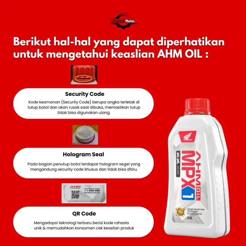OLI MOTOR AHM OIL MPX1 10W - 30 0.8 LITER MATIC & CUB 2