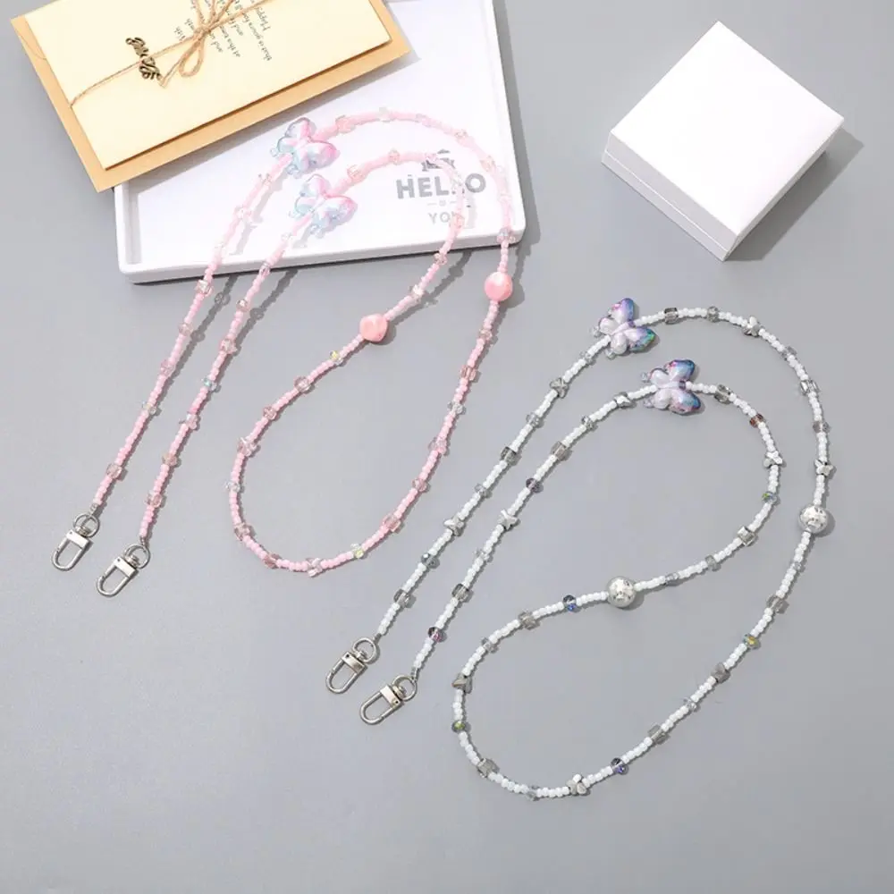 Dây Đeo Điện Thoại, Đồ Trang Sức Treo Thiết Kế Hạt Thắt Nơ, Chống Mất, Bướm Đầy Màu Sắc, Dây Chuyền Hạt Điện Thoại Di Động Dây Đeo Điện Thoại Di Động Dài, Thích Hợp Làm Quà Tặng Cho Bé Gái