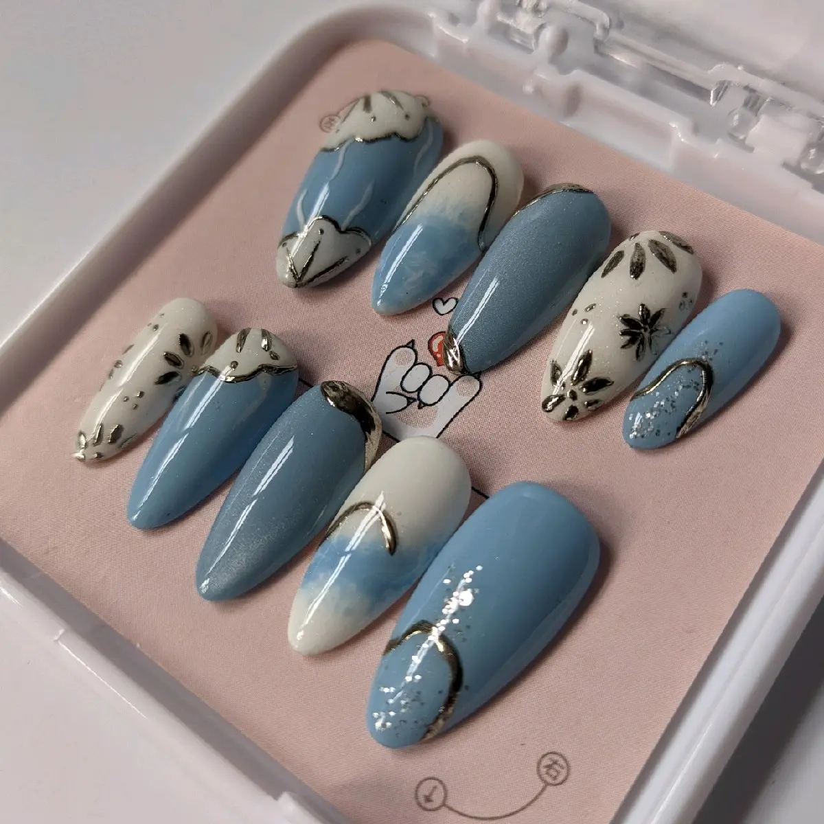 Press On nail biru, Nail Art by Flufy.naillash