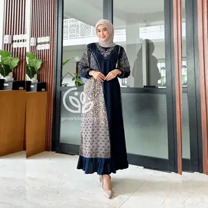Kejora Dress Rayon Rempel Busui Lengan Panjang Homedress Daster Batik Adem Tebal Nyaman