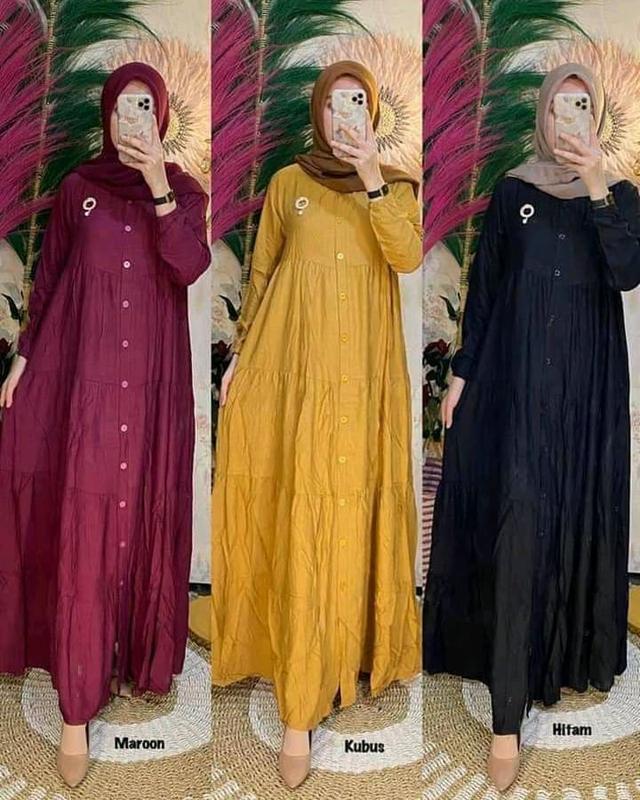 gamis susun rayon polos gamis super adem 2