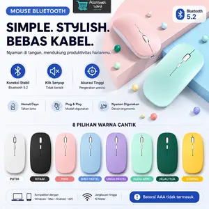Pastella Mouse Bluetooth 5.2 Nirkabel Silent Click Slim 2.4G Wireless untuk Laptop HP Tablet