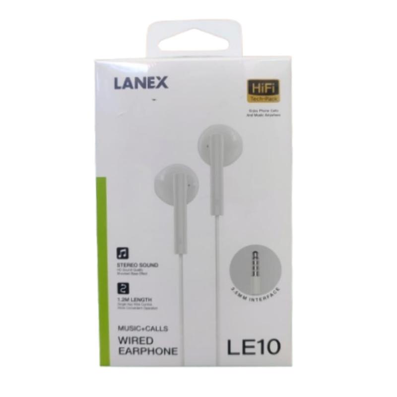 LANEX Earphone Kabel LE10 3.5mm Earbud Setengah Telinga Nyaman Putih 5