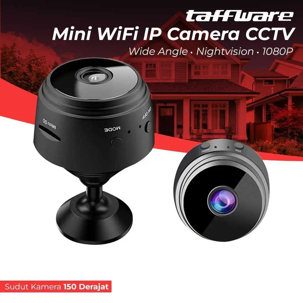 COD Kamera CCTV IP Mini Sambung Ke HP Jarak Jauh Wifi Wireless Night Vision Wide Angle Resolusi Full HD 1080P Tanpa Kabel Taffware