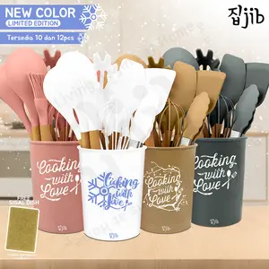 JIB Silicone Utensil Set / Kitchen Silicon Utensile Set + Bucket / Sodet Silikon / Spatula Set /  Utensile Set Masak 13 pcs & 10 pcs [ COD ]