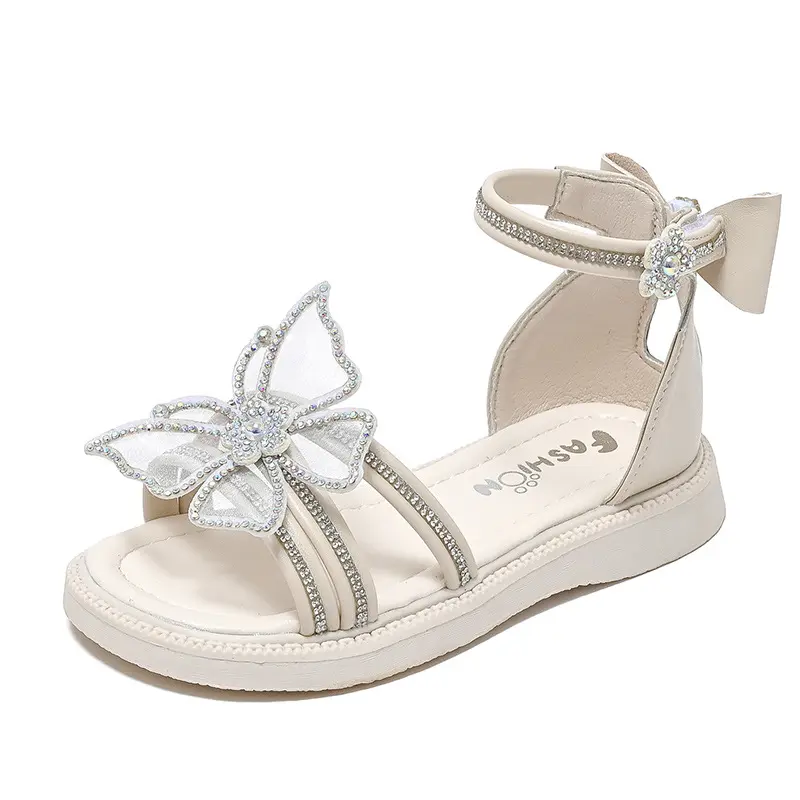 OKAIDO Sandal Anak Perempuan Kupu-Kupu Anggun Karet Gaya Fashion Korea Style Kekinian Pink Putih Sendal Cewek Nyaman Lembut dan Empuk