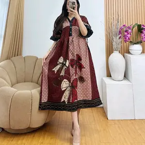 Daster Jumbo pita Busui Kancing Model Chibi Dress Rayon