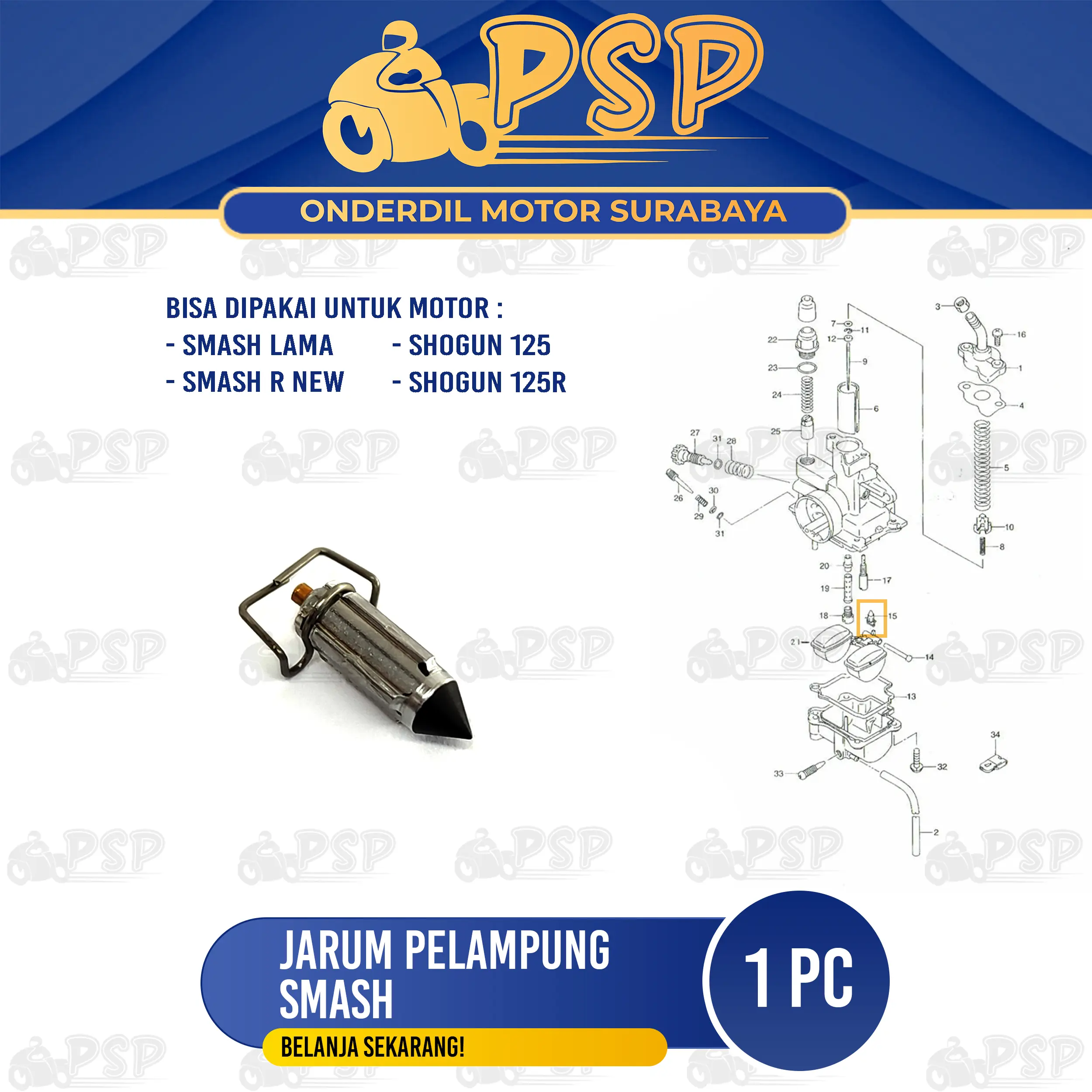 Jarum Pelampung Smash - Plampung Apung Ventilator Pentilator Karburator Smash Smash R New Shogun 125