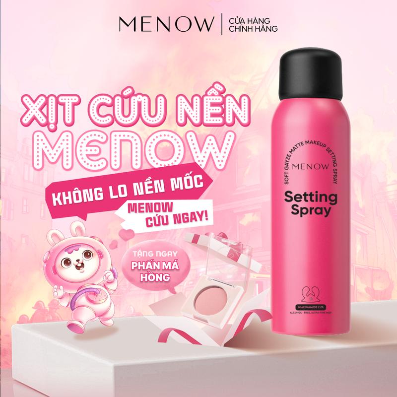 [MUA 1 TẶNG 1] XỊT KHÓA NỀN LÂU TRÔI CẤP ẨM HƠI THỞ SƯƠNG MÙ MENOW SETTING SPRAY 100ml [TẶNG 1 MÁ HỒNG]