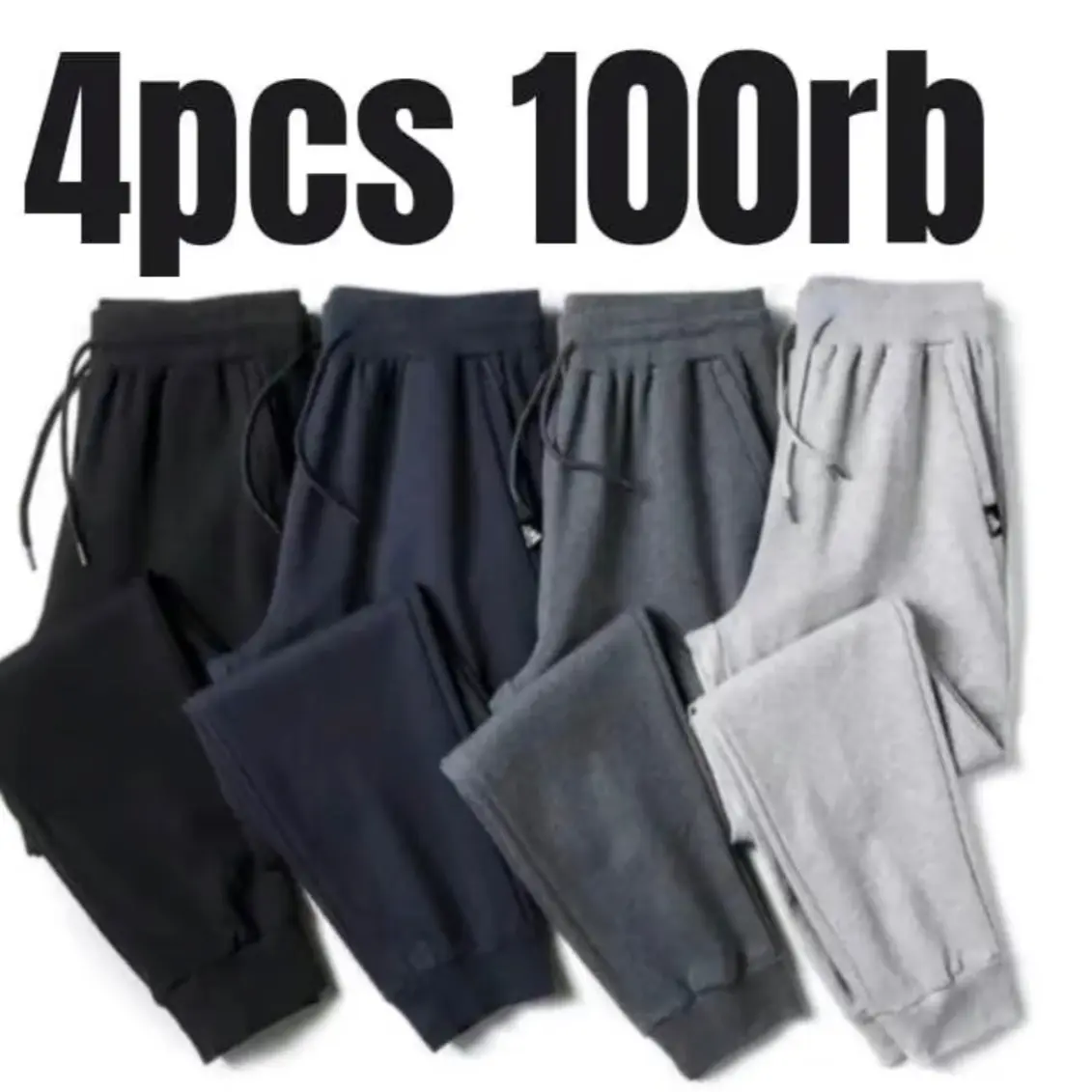 Paket 100 ribu dpt 4 pcs Celana Jogger Babyterry polos sport unisex Joger •l what ever
