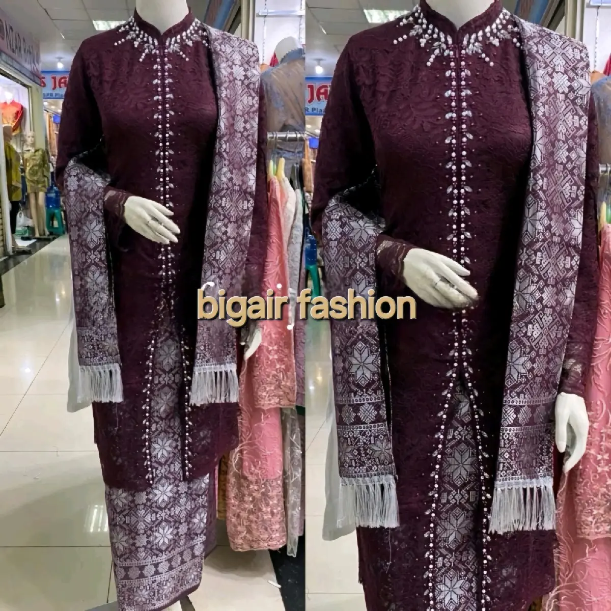set kebaya brukat payet songket + selendang/kebaya modern/kebaya ibu besan/kebaya kondangan / kebaya pesta / kebaya wisuda / kebaya seragaman