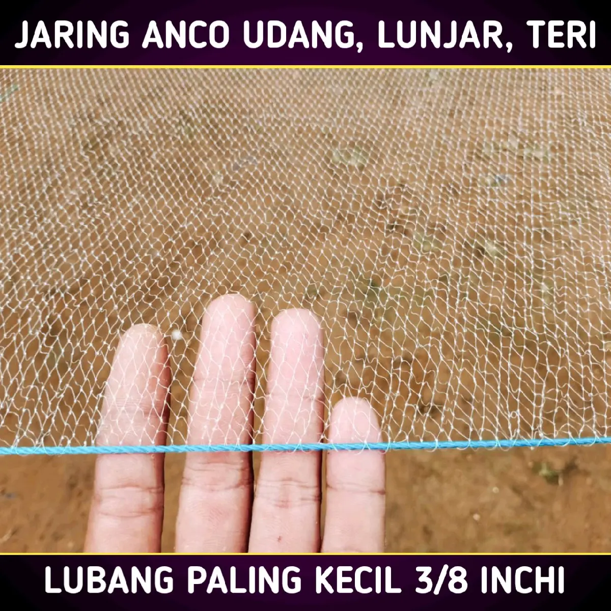 Hancau / sirib ikan / jaring anco udang lunjar teri lubang paling kecil 3/8 inchi jaring ikan