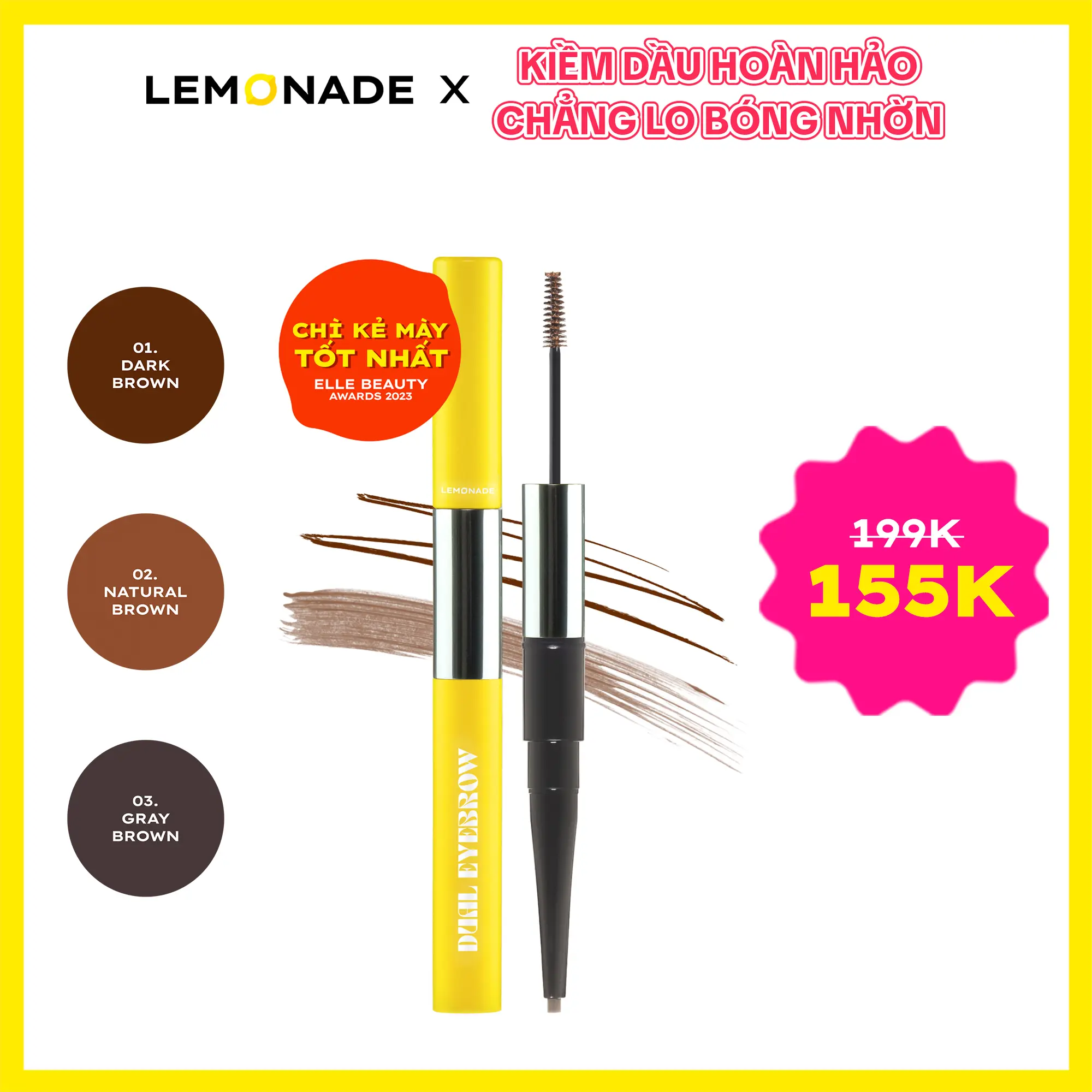 Chì kẻ mày 2 đầu bền màu Lemonade Dual Eyebrow 2.75g