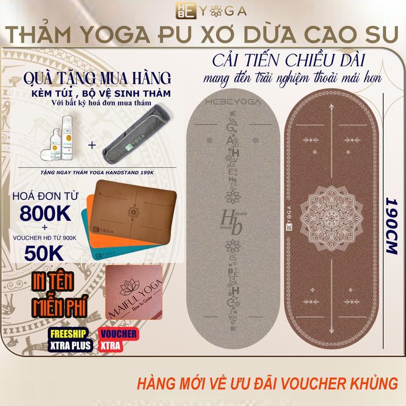 Thảm Tập Yoga Gym Định Tuyến Kèm Túi YOGA HBE OVAL Pu Xơ Dừa Cao Su Siêu Bám Hoạ Tiết Mandala Flow ±5.5mm