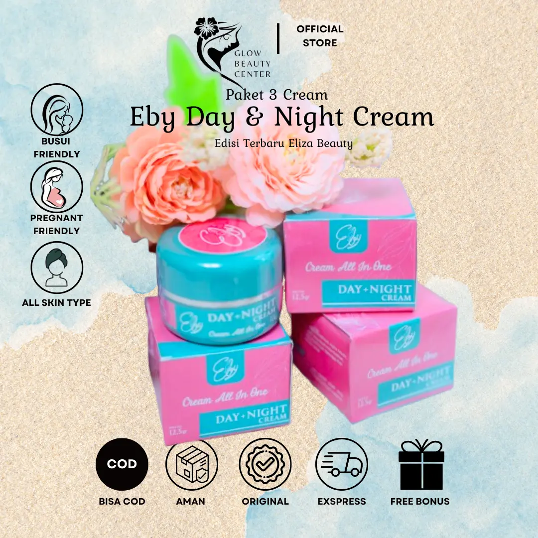 Eliza Beauty 3 Pot Cream Siang Malam Paket Hemat Pelembab Wajah Mengencangkan Memutihkan