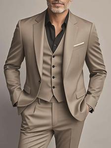 メンズ三点セット スーツ ショールカラー付き ジャケット + パンツ + ベスト 結婚式 式典 パーティー用