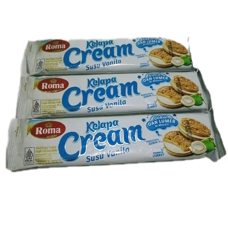 Roma Kelapa Cream susu Vanila. Snack Makanan Cemilan Kering Manis Wafer Biskuit Krim 1
