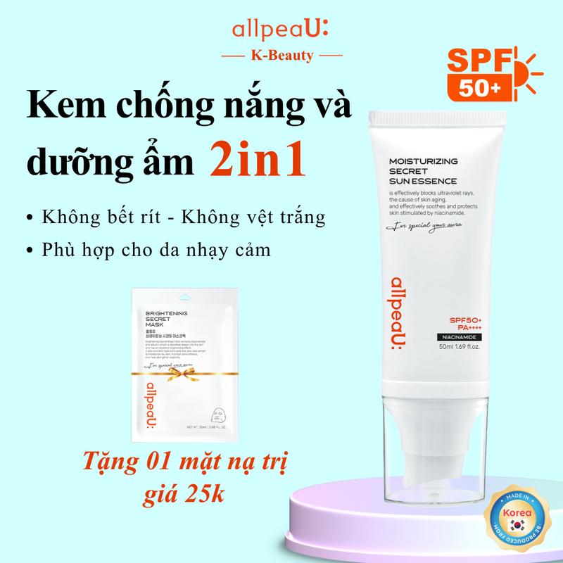 Kem Chống Nắng allpeaU: Hàn Quốc SPF50+ PA++++ 50ml | Nâng Tone Tự Nhiên – Dưỡng Ẩm – Mịn Da | Không Bí Da, Không Bết Dính