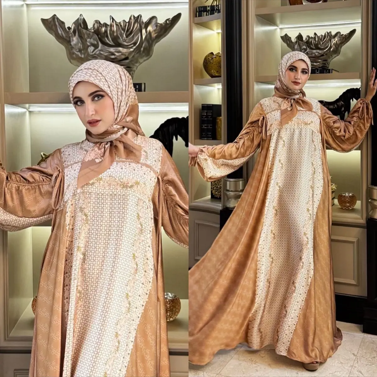 gamis printing monogram ss set hijab by shellasaukia