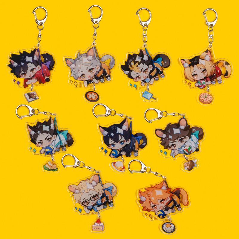 Móc khóa anime Haikyuu Vua Bóng Chuyền 2 mặt nhựa mica móc chìa khoá Acrylic mô hình nhân vật game dễ thương