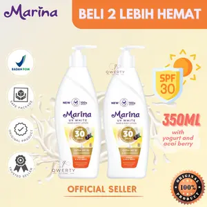 [BELI 2 LEBIH HEMAT] MARINA UV White SPF 30 PA++ 350ml - Lotion dengan Anti Sinar UV KEMASAN PUMP ORIGINAL BPOM