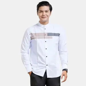 Kemeja Koko Kurta Lengan Panjang Motif Yordan Baju Koko Pria Dewasa Muslim Katun