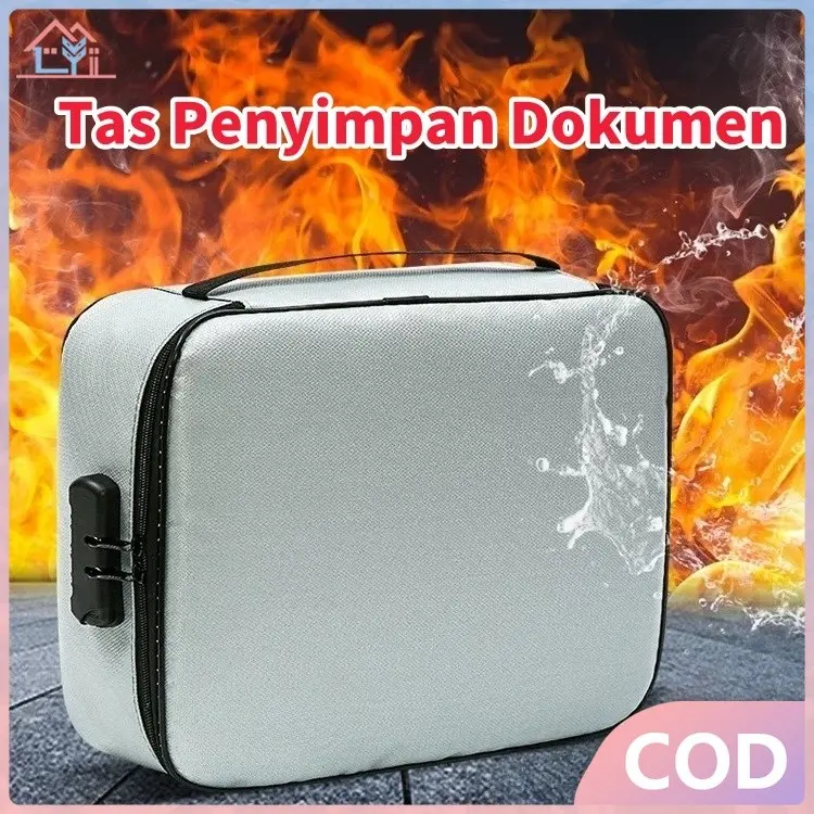 【COD】Tas Penyimpan Dokumen Paspor dll Tahan Api & Air/Tas Dokumen Tas Travel Dokumen Document Storage Box Dengan Password