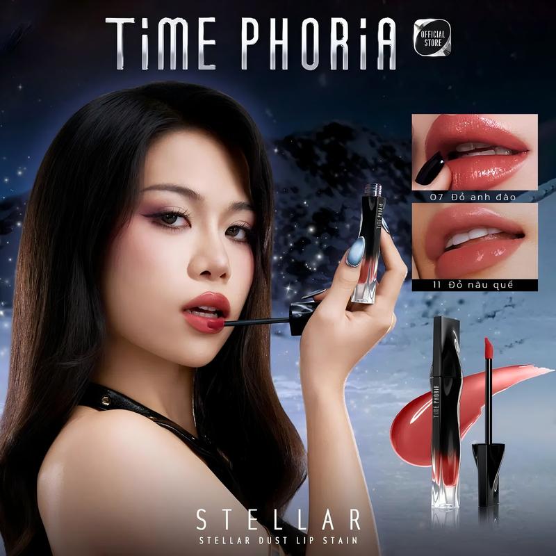 TIME PHORIA -STELLAR DUST LIP STAIN 5ML | Son tint bóng lì | Trang điểm chuẩn…