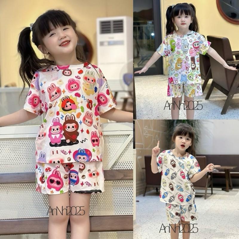 [AN] Combo 3 Bộ đồ cho bé gái in nền hoạt hình Labubu hot trend, chất thun thái mềm mịn co giãn 4 chiều dành cho bé từ 8-40kg.Labubu