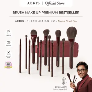 Aeris Beauté x Bubah Alfian 2.0 Merlot Brush Set | Make Up Brush Set Lengkap Maroon Vegan Best Seller Profesional MUA - Kuas Rias Foundation Concealer Blush