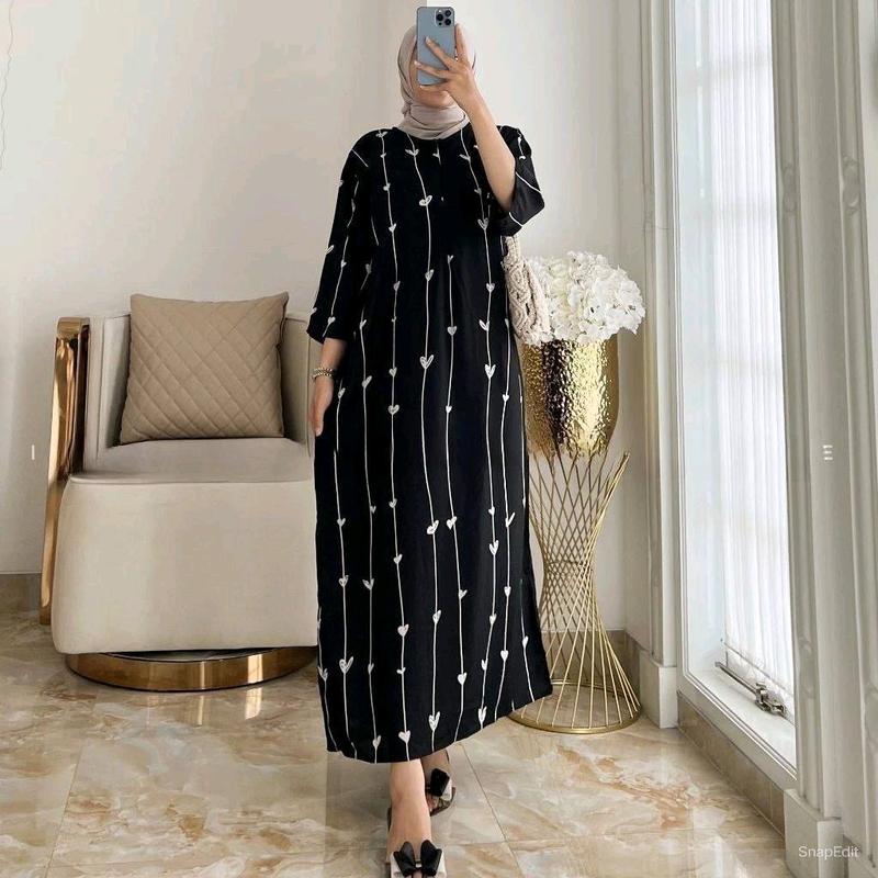 Daster Gamis Home Dress  Bumil Busui Rayon Viscose Longdress Muslim Nyaman Motif Panjang miranda 9