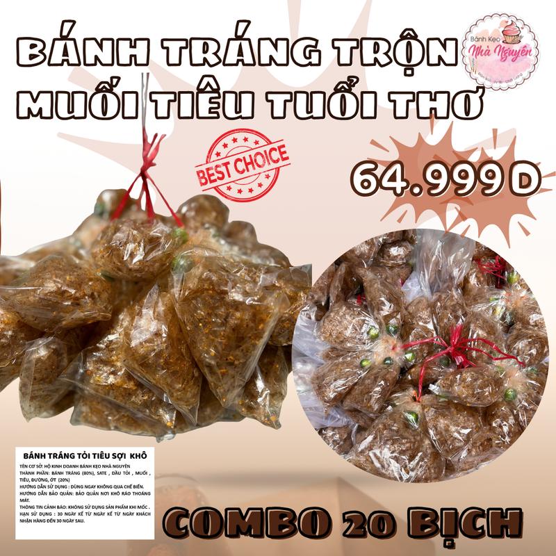 Bánh tráng trộn tỏi tiêu đen cay ( bánh sợi khô ) B9