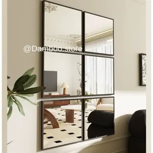 Kaca cermin aesthetic Cermin dekorasi dinding 20 x 20 CM Antique Vertikal tahan karat krem panel salon