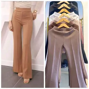 Celana cutbray scuba wanita highwaist kekinian Celana panjang wanita scuba highwaist model flare highwaist flare pants Bawahan