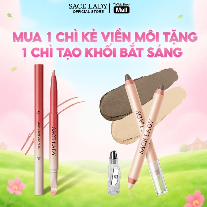 LIVE SACE LADY Bút kẻ Môi 0.2g+Bút Bắt Sáng Chính Xác Hai Đầu 3.2g